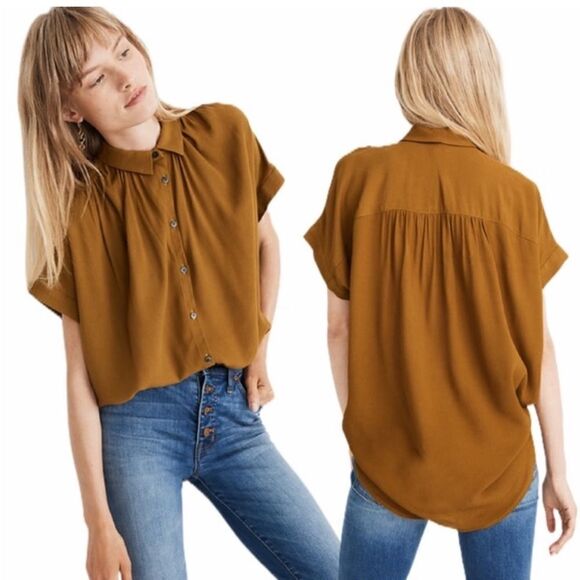NWOT Madewell Central Drapey Shirt in
Dark Tobacco Size S - Picture 3 of 7